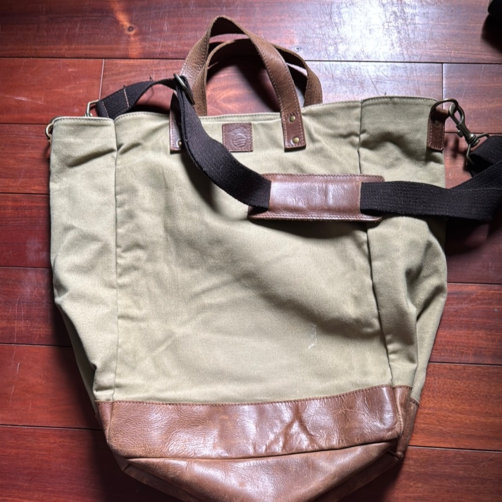 Horny Toad Green and Brown Messenger Bag with Leather Accents